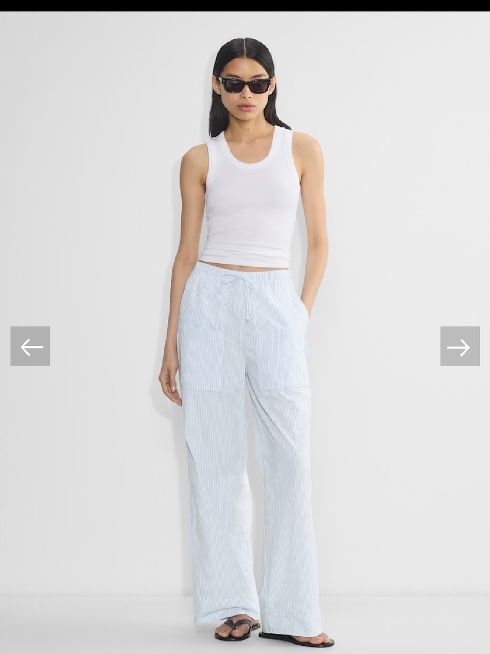 Aritzia Light Blue Pinstripe Wide pants system poplin pant babaton 100% cotton